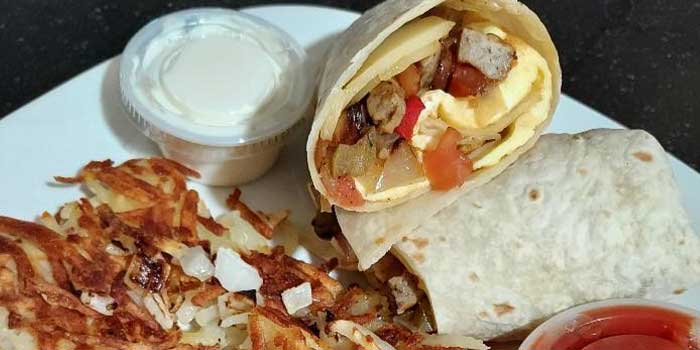 Warm and delicious breakfast wraps and other sandwiches served at The Flagstone in Appleton WI.